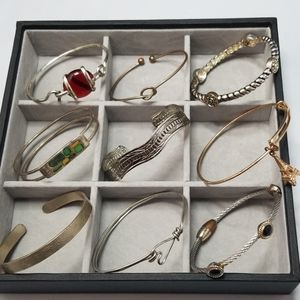 Bracelet Lot 9 Dainty Metal Mix Bundle Silver Tone